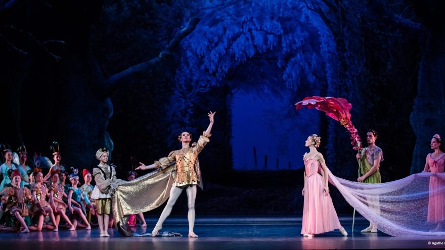 Le Songe d'une nuit d'étéEntrée au répertoireMusique Felix Mendelssohn-Bartholdy Chorégraphie George BalanchineD'après William Shakespeare,A Midsummer Night’s DreamDécors Christian Lacroix Costumes Christian Lacroix Lumières Jennifer TiptonDirection musicale Simon Hewett Chef des ChoeursJosé Luis Basso Soliste Pranvera Lehnert Anne-Sophie DucretLes Étoiles, les Premiers Danseurs et le Corps de BalletAvec la participation des élèves de l’École de DanseOrchestre et Chœurs de l’Opéra national de ParisCostumes de Christian Lacroix, d’après les maquettes originales de Karinska.TitaniaHannah O'NeillOberonFabien RevillionHelenaSae Eun ParkHermiaMuriel ZusperreguyLisandreSimon ValastroDemetriusVincent ChailletHyppoliteAlice RenavandPuckAntoine KirscherThéséeAudric BezardChevalier de TitaniaKarl PaquettePapillonAlice CatonnetDivertissement- soliste femmeMarion BarbeauDivertissement- soliste hommeFlorian Magnenet
